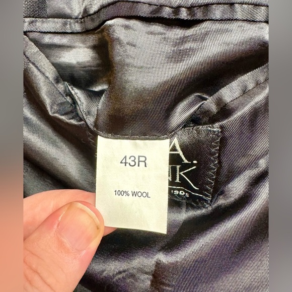 Jos. A. Bank Mens Black Wool Classic Fit Sport Coat Blazer Jacket 43R Pinstripe - Picture 11 of 11